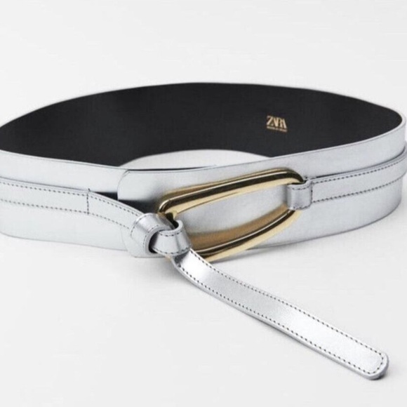 Zara Accessories - Zara Silver Belt with Gold Buckle